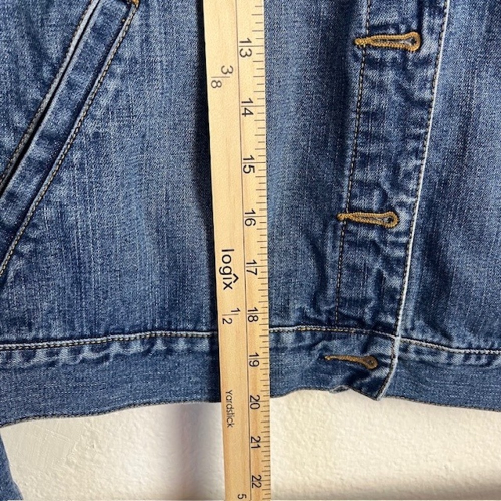 Express Large Denim‎ Jacket Button Down Medium Wa… - image 12
